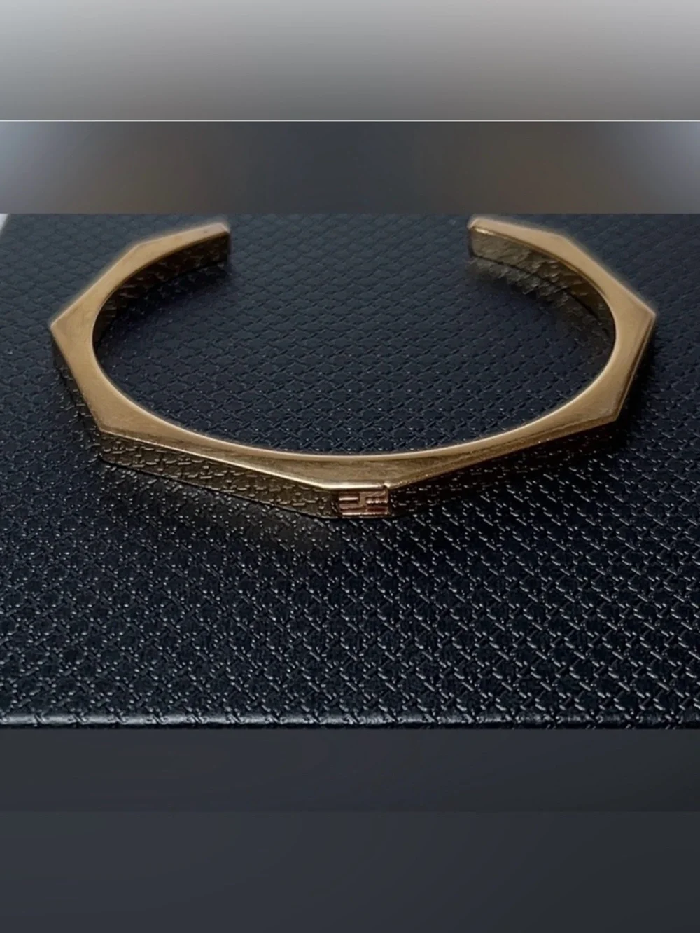 Fendi Baguette Gold Tone Open Cuff Bracelet